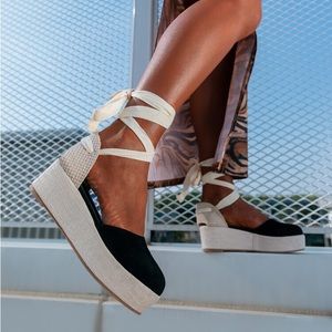 Platform Tie Strap Suede Shoes